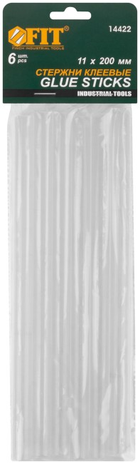 Стержни клеевые бесцветные д.11 мм х 200 мм, 6 шт.
