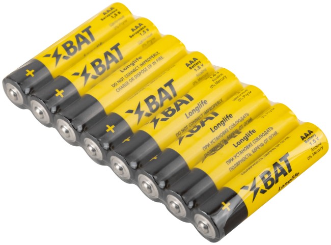 Батарейка щелочная, 1.5 В, тип АAА, 8 шт.