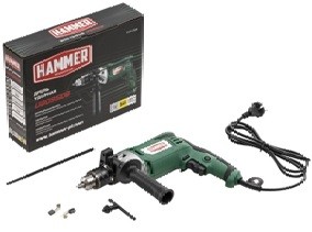 HAMMER Дрель ударная 950 Вт; 0-3000 об/мин; ключевой патрон 13мм; 2,3 кг ; резиновые вставки; металлический корпус редуктора; коробка