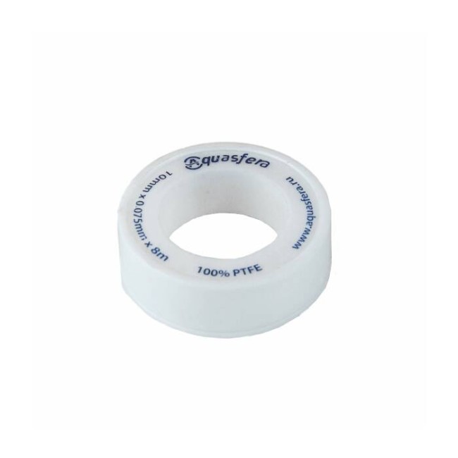 Лента ФУМ PTFE катушка 10ммх0,075ммх8м вода 6020 Aquasfera 6020-01