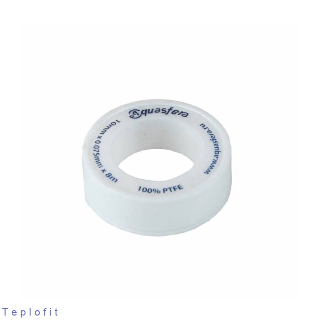 Лента ФУМ PTFE катушка 10ммх0,075ммх8м вода 6020 Aquasfera 6020-01