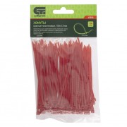 Хомуты, 100 x 2.5 мм, пластиковые, красные, 100 шт Сибртех Хомуты, 100 x 2.5 мм, пластиковые, красные, 100 шт Сибртех