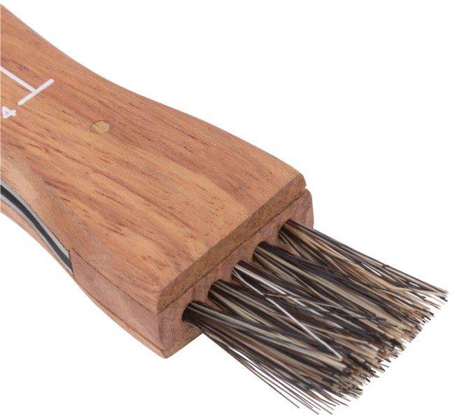 Нож грибника складной, нерж.сталь, деревянная ручка, 170 мм, изогнутое лезвие 45 мм, кисточка, брелок