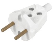 Вилка электрическая В6-001 без заземления, белая 6 А