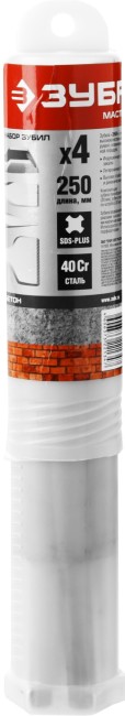 ЗУБР 4 шт, 250 мм, SDS-Plus, набор зубил (29230-Н4)