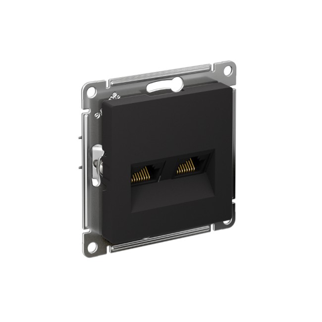 AtlasDesign Карбон Розетка 2-ая компьютерная RJ45+RJ45, кат.5E, механизм | ATN001085 | SE