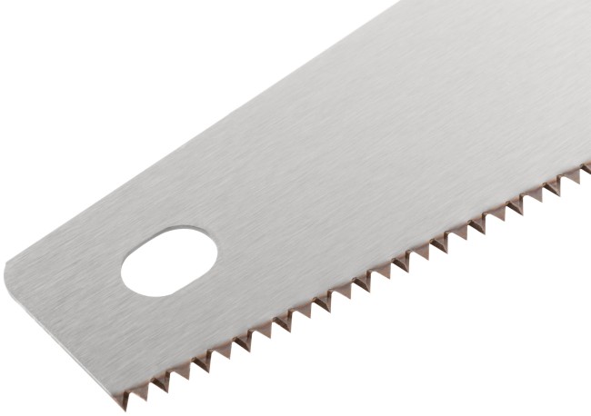 Ножовка по дереву, средний каленый зуб 7 ТPI, 2D заточка, пластиковая прорезиненная ручка 450 мм