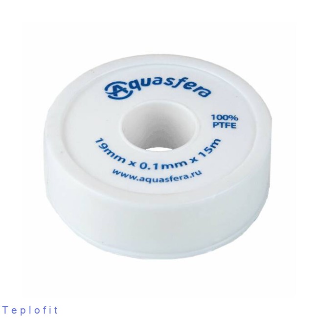 Лента ФУМ PTFE катушка 19ммх0,1ммх15м вода 6020 Aquasfera 6020-03