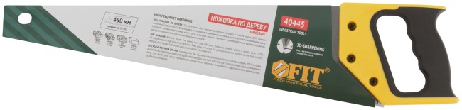 Ножовка по дереву, средний каленый зуб 7 ТPI, 3D заточка, пласт.прорезиненная ручка, Профи 450 мм