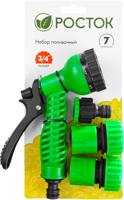 РОСТОК НП-34, 3/4″, фурнитура, пистолет с 7 режимами, поливочный набор (427369) РОСТОК НП-34, 3/4″, фурнитура, пистолет с 7 режимами, поливочный набор (427369)