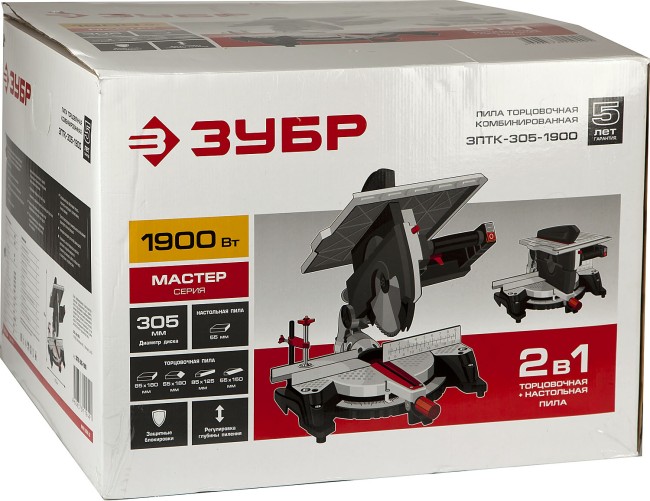 ЗУБР ЗПТК-305-1900 пила торцовочная комбинированная, d 305 х 30 мм, 1900 Вт