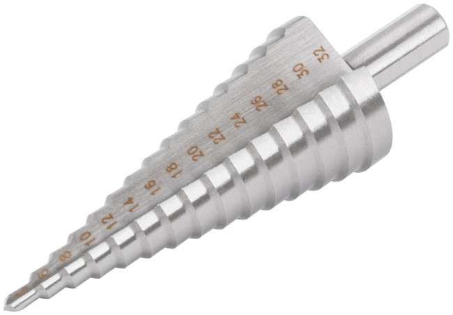 Сверло ступенчатое HSS ( Р6М5 ) по металлу, 15 ступеней, 4-32 мм