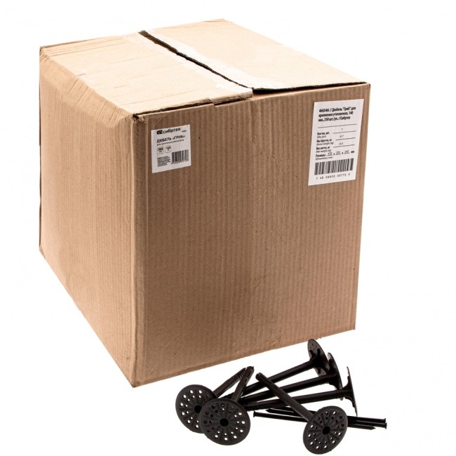 Дюбель, "Гриб" для крепления утеплителя, 140 мм, 350 шт/уп Сибртех