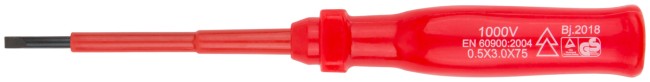 Отвертка изолированная 1000 В, CrV сталь, пластиковая ручка 3х75 мм SL Отвертка изолированная 1000 В, CrV сталь, пластиковая ручка 3х75 мм SL