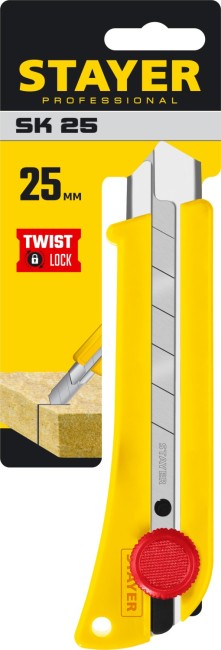 STAYER SK-25, 25 мм, нож с винтовым фиксатором, Professional (09173)