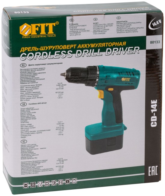 Дрель-Шуруповерт акк. 14,4 В; 0-550 об/мин; 12,0 Нм; 1 (Ni-Cd) 1,2 Ач; 3-5 ч.; рез. накл.; коробка Дрель-Шуруповерт акк. 14,4 В; 0-550 об/мин; 12,0 Нм; 1 (Ni-Cd) 1,2 Ач; 3-5 ч.; рез. накл.; коробка