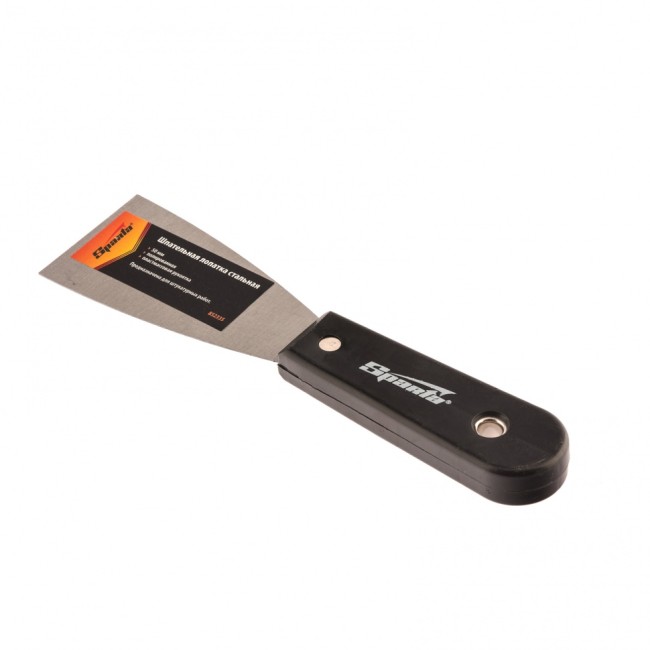 Шпательная лопатка стальная, 50 мм, полированная, пластмассовая ручка Sparta Шпательная лопатка стальная, 50 мм, полированная, пластмассовая ручка Sparta