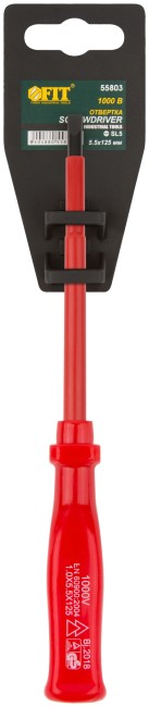 Отвертка изолированная 1000 В, CrV сталь, пластиковая ручка  5х125 мм SL