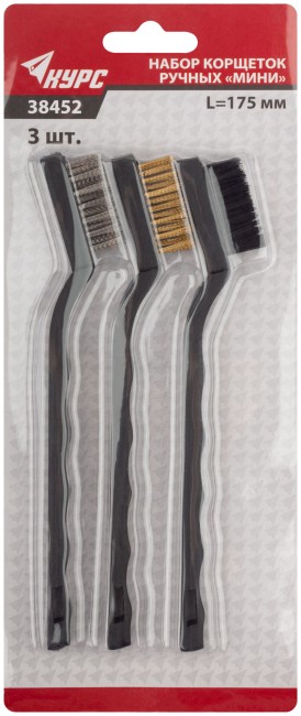 Корщетки мини, набор 3 шт., сталь/нейлон/латунь, 175 мм