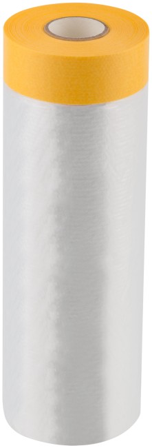 Clever Cover: укрывная пленка с золотистой малярной лентой, статически заряжена, 7 мкр., 270 см х 17 м