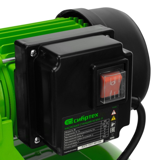 Насосная станция НС850-П, 850 Вт, напор 42 м, 3500 л/ч, ресивер 19 л Сибртех Насосная станция НС850-П, 850 Вт, напор 42 м, 3500 л/ч, ресивер 19 л Сибртех