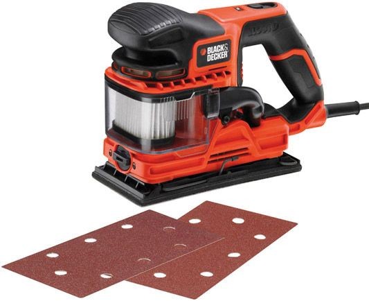 B&D Шлифмашина вибрационная 270 Вт; 5000-13000 об/мин; 115x230 мм; 2 мм; 1,80 кг ; рез. накл. ; коробка