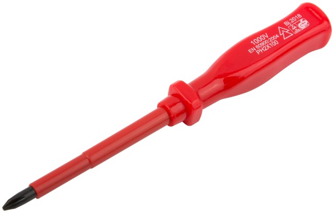 Отвертка изолированная 1000 В, CrV сталь, пластиковая ручка  РН2 х 100 мм