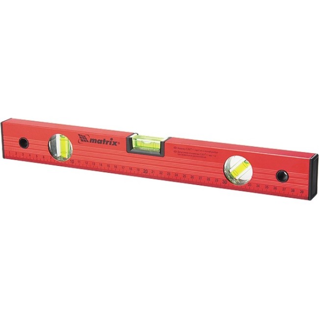 Уровень алюминиевый, 1000 мм, 3 глазка, красный, линейка Matrix Уровень алюминиевый, 1000 мм, 3 глазка, красный, линейка Matrix