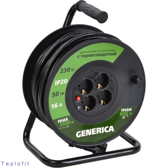 Катушка GENERICA УК50 с т/з 4 места 2P+PE/50м 3x1,5мм2 WKP20-16-04-50-G