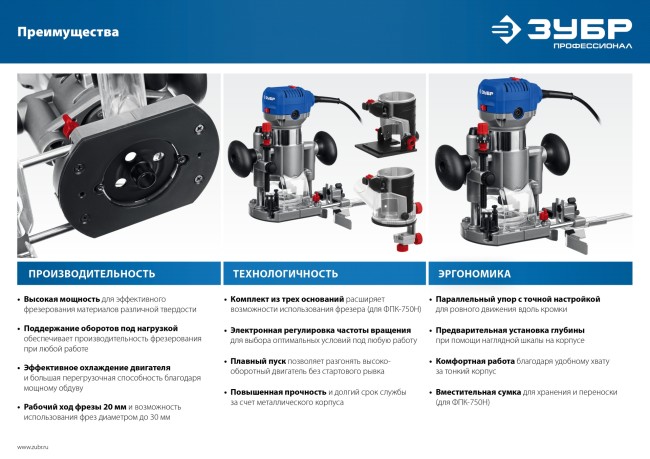 ЗУБР 750 Вт, кромочный фрезер, Профессионал (ФПК-750)