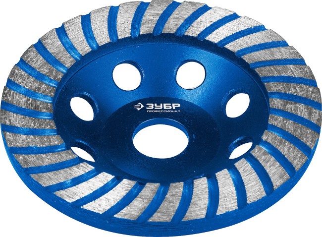 ЗУБР Турбо-Плюс d 115 мм, Сегментированная алмазная шлифовальная чашка, Профессионал (33371-115)
