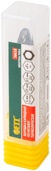 Шарошка карбидная, штифт 6 мм, тип "F", параболическая 10х20х65 мм