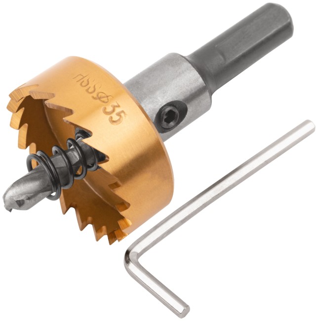 Коронка кольцевая по металлу, HSS сталь, титановое покрытие  35 мм