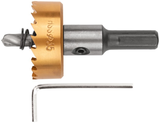 Коронка кольцевая по металлу, HSS сталь, титановое покрытие  35 мм