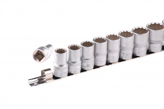 Набор торцевых головок, 1/2, двенадцатигранные, CrV, 10 шт, 10-22 мм Stels