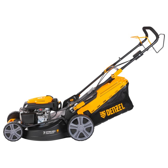 Газонокосилка бензиновая GLD-520SP, 196 куб.см, ширина 52 см, привод, 7 уровней,травосборник 60 л Denzel
