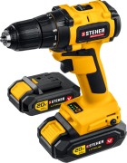 STEHER V1, 20 В, 45 Н·м, 2 АКБ (2 А·ч), бесщеточная дрель-шуруповерт, кейс (CDB-200-2) STEHER V1, 20 В, 45 Н·м, 2 АКБ (2 А·ч), бесщеточная дрель-шуруповерт, кейс (CDB-200-2)