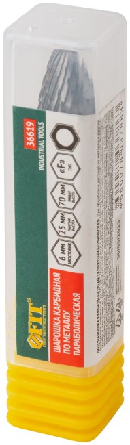 Шарошка карбидная, штифт 6 мм, тип "F", параболическая 12х25х70 мм