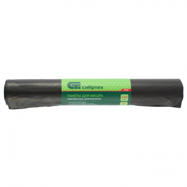 Пакеты для мусора 240 л x 10 шт, пвд, сверхпрочные, длинный ролик, РоссияСибртех Пакеты для мусора 240 л x 10 шт, пвд, сверхпрочные, длинный ролик, РоссияСибртех