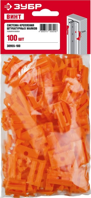 ЗУБР ВИНТ-100, 100 шт, система крепления штукатурных маяков (30955-100)