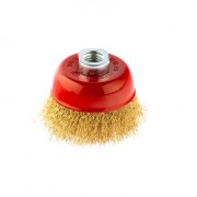 Щетка для УШМ, 75 мм, М14, "чашка", латунированная витая проволока Matrix Щетка для УШМ, 75 мм, М14, "чашка", латунированная витая проволока Matrix