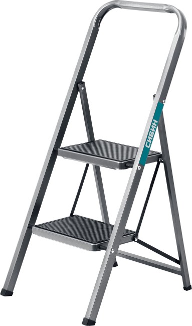 СИБИН 2 ступени, 46 см, c широкими обрезиненными ступенями, стальная стремянка (38807-02) СИБИН 2 ступени, 46 см, c широкими обрезиненными ступенями, стальная стремянка (38807-02)