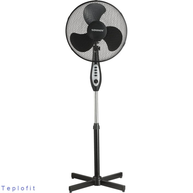 Вентилятор напольный SONNEN FS40-A55, d=40 см, 45Вт, 3 скоростных режима, таймер, черный, 451035