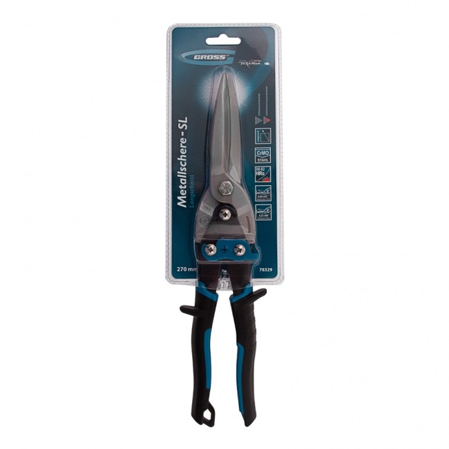 Ножницы по металлу "Piranha", 270 мм, прямой проходной рез, сталь СrMo, двухкомпонентные рукоятки Gross Ножницы по металлу "Piranha", 270 мм, прямой проходной рез, сталь СrMo, двухкомпонентные рукоятки Gross