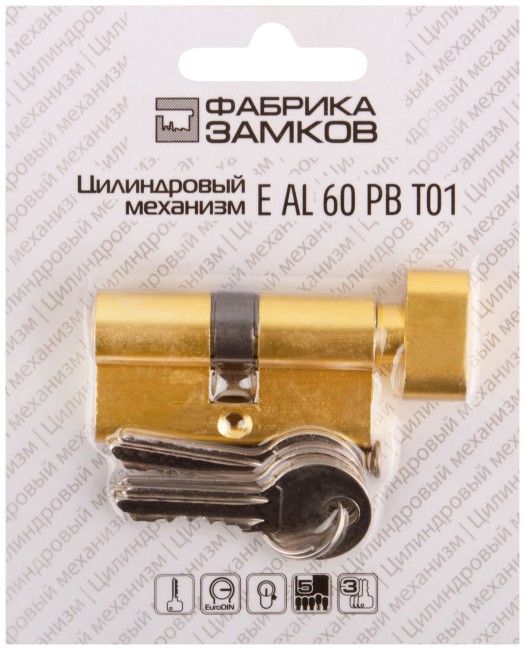 Цилиндровый механизм "Фабрика замков" 60 мм, ключ-завертка, латунь Цилиндровый механизм "Фабрика замков" 60 мм, ключ-завертка, латунь