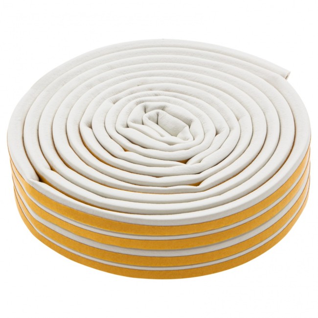 Уплотнитель резиновый, 12 м, профиль "D", белый Сибртех