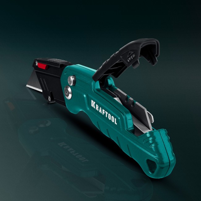 KRAFTOOL KOMPAKT-А24, универсальный складной нож с трапециевидным лезвием (09242)