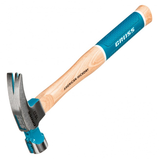 Молоток-гвоздодер, 280 г, угол 75, магнит, обрезиненная рукоятка American hickory GROSS Молоток-гвоздодер, 280 г, угол 75, магнит, обрезиненная рукоятка American hickory GROSS