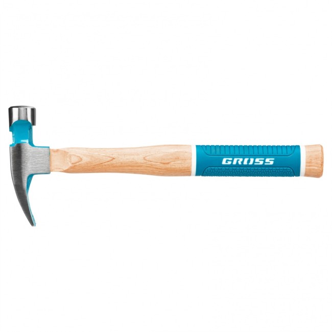Молоток-гвоздодер, 280 г, угол 75, магнит, обрезиненная рукоятка American hickory GROSS Молоток-гвоздодер, 280 г, угол 75, магнит, обрезиненная рукоятка American hickory GROSS
