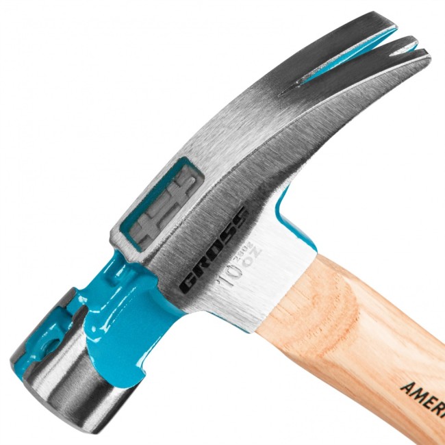Молоток-гвоздодер, 280 г, угол 75, магнит, обрезиненная рукоятка American hickory GROSS Молоток-гвоздодер, 280 г, угол 75, магнит, обрезиненная рукоятка American hickory GROSS
